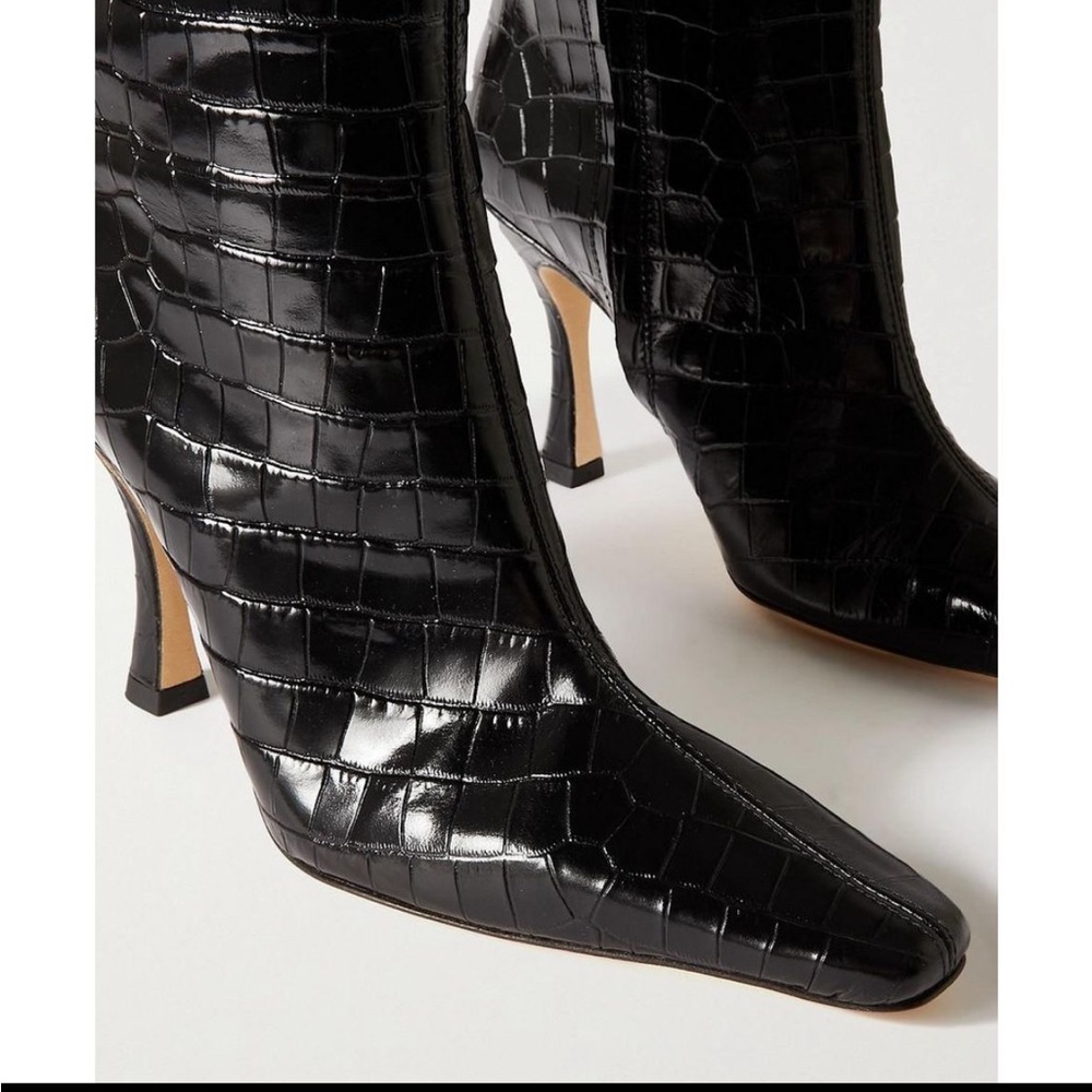 STAUD Cami Croc-effect Leather Knee Boots Size 36 3.9 Inch Heels - Picture 4 of 5